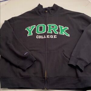 Jansport York College black and sewn on green logo full zip sweatshirt